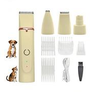 Kit per la toelettatura 4 in 1, tagliacapelli a basso rumore, ricaricabile, senza fili, silenzioso, per tagliare i peli intorno agli occhi e alle orecchie, per cani e gatti (beige)