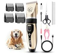 Kit per la toelettatura dei cani, ricaricabile a basso rumore, tagliaunghie per animali domestici, kit professionale resistente con 4 pettini guida e spazzola per la pulizia delle unghie