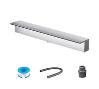 Kit per laghetto - troppopieno a cascata con tubo morbido e connettore per acque per laghetto Koi, ingresso posteriore, uscita spray fontana