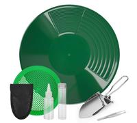 Kit per Lavaggio Oro, Batea Oro con Setaccio, Bottiglie e Accessori per Prospezione Miniere, Design a Scanalature 90° per Filtrare Impurità, canaletta per oro Leggero e Resistente 38.5cm (Verde)