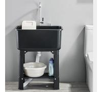 Kit per lavanderia, grande capacità, autoportante, in plastica, con ripiano portaoggetti e lavabo, rubinetto ad angolo regolabile a 360°, per bagno o balcone