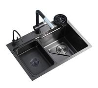 Kit per lavello da cucina in acciaio inox con montaggio a scomparsa e lavabo, design moderno per una facile installazione e una maggiore durata