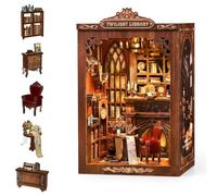 Kit per libri per adulti - Mini libreria fai da te con luci a LED, puzzle 3D in legno in miniatura, decorazione per libreria e regali per gli amanti dei libri
