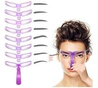 Kit per modellare le sopracciglia, 8 pezzi, stencil per sopracciglia, 8 stili riutilizzabili, con manico e cinturino, modello per sopracciglia, lavabili