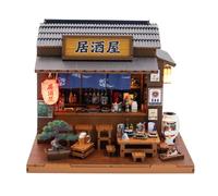 Kit per modellino del libro 3D in legno, stile Izakaya giapponese fai da te, puzzle per casa delle bambole con luce LED, regalo di compleanno per adulti (senza protezione antipolvere)
