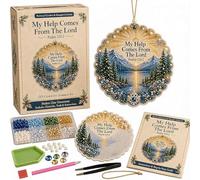 Kit per mosaico diamantato da appendere "Salmi di conforto e forza" (#D) | Kit di Diamond Painting a tema religioso con versetti biblici, progetto creativo fai-da-te cristiano
