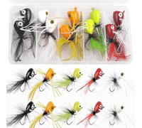 Kit per mosche a secco, 12 pezzi in schiuma, galleggiante, pesca a mosca, spigola, popper mosca, fishig, set di esche colorate per legare le mosche Topwater Panfish Bait Bugs Trota Bobber Lure Bluegill Salmone, 10 pezzi
