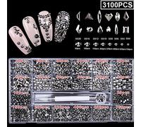 Kit Per Nail Art Multi -forma Vetro -pietre Gioielli Flatback Gemme Per Un D'arte Con Chiodi Cera Con Colla