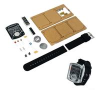 Kit per orologio elettronico fai da te, con circuito stampato a LED, display rosso da 0,7 cm e comandi intuitivi a pulsante, colore: nero