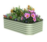 Kit per Orto Sopraelevato, Cassaio in Metallo con Barre Rinforzate, Letto Grande Rotondo Znato senza Fondo per Verdure, Fiori e Erbe Green 105*60*43cm