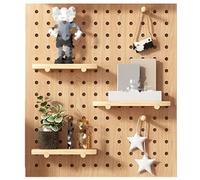 Kit per pannelli forati, espositore da parete con bastoncini in legno per l'organizzazione del garage, tavola forata in legno per attrezzi e accessori