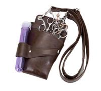 Kit per parrucchieri, Borsa for forbici da parrucchiere Strumento di bellezza in PU for clip for pettine salone barbiere(Brown)