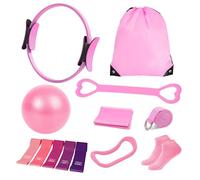 Kit per pilates da donna, attrezzatura per pilates con cerchio magico da 33 cm, anello e palla da pilates con 5 fasce di resistenza, cintura di spinta per l'anca, set compatto per allenamento a casa