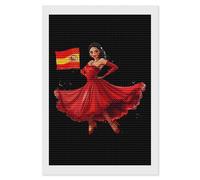 Kit per pittura a diamante con bandiera spagnola ballerina di flamenco, kit per pittura a punto croce con trapano, immagini artistiche per la decorazione della parete della casa, 20,3 x 30,5 cm