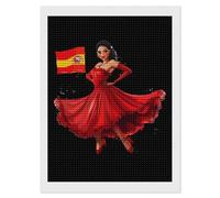 Kit per pittura a diamante con bandiera spagnola ballerina di flamenco, kit per pittura a punto croce con trapano, immagini artistiche per la decorazione della parete della casa, 30,5 x 40,6 cm