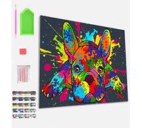 Kit per pittura a diamante con cornice raffigurante un bulldog francese, con strass, effetto 5D, decorazione murale per la casa, attività artistiche e creative per adulti e bambini, 30x40 cm
