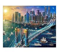 Kit per pittura a mosaico 5D con i numeri, Round Drill Ponte Di New York 20x25cm Pittura diamante 5d fai da te,Diamond painting kit completo, DIY Strass Ricamo a Punto Croce Craft Arts Home Wall Decor