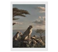 Kit per pittura a mosaico a punto croce con immagine di gatto grande gatto leopardo e famiglia di quadri artistici per la decorazione delle pareti della casa, 30,5 x 40,6 cm