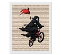 Kit per pittura a mosaico con diamanti con scritta "Reaper Ride or Die Low Rider", rotondo, completo a punto croce, immagini artistiche per decorare le pareti della casa, 40,6 x 50,8 cm