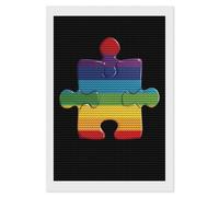 Kit per pittura a mosaico con diamantini per la consapevolezza dell'autismo, rotondo, a punto croce, per decorare le pareti della casa, 20,3 x 30,5 cm