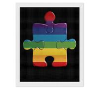 Kit per pittura a mosaico con diamantini per la consapevolezza dell'autismo, rotondo, a punto croce, per decorare le pareti della casa, 40,6 x 50,8 cm