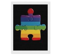 Kit per pittura a mosaico con diamantini per la consapevolezza dell'autismo, rotondo, a punto croce, per decorare le pareti della casa, 30,5 x 40,6 cm
