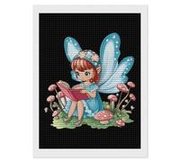 Kit per pittura a mosaico con fata e fungo, rotondo, a punto croce, per decorare le pareti della casa, 30,5 x 40,6 cm