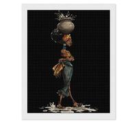 Kit per pittura a mosaico con motivo tribù etnica africana, rotondo, completo a punto croce, immagini artistiche per la decorazione delle pareti della casa, 40,6 x 50,8 cm