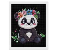 Kit per pittura a mosaico con perline a forma di panda che indossa una corona, punto croce, rotondo, per decorare le pareti della casa, 40,6 x 50,8 cm