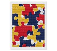 Kit per pittura a mosaico con perline a forma di puzzle, per la consapevolezza dell'autismo, rotondo, a punto croce, per decorare le pareti della casa, 30,5 x 40,6 cm