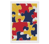 Kit per pittura a mosaico con perline a forma di puzzle, per la consapevolezza dell'autismo, rotondo, a punto croce, per decorare le pareti della casa, 20,3 x 30,5 cm