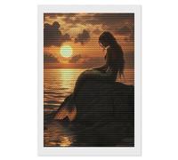 Kit per pittura a mosaico con perline a forma di sirene, con diamantini rotondi, per punto croce, decorazione da parete per la casa, 20,3 x 30,5 cm