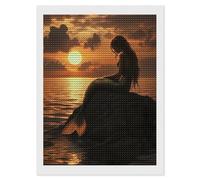 Kit per pittura a mosaico con perline a forma di sirene, con diamantini rotondi, per punto croce, decorazione da parete per la casa, 30,5 x 40,6 cm