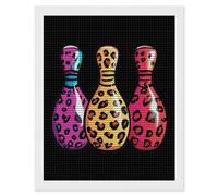 Kit per pittura a mosaico con strass e puntine da bowling, motivo leopardato, rotondo, completo di punto croce, decorazione da parete per la casa, 40,6 x 50,8 cm