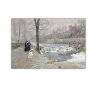 Kit per pittura a mosaico Marie Francois Firmin Girard sulle rive del Sornin in inverno fai da te 5D Full Drill Diamond Dots Paintings Picture Arts Home Wall Decor