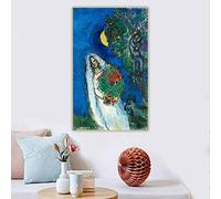 Kit per pittura a olio fai da te con i numeri, per adulti, Marc Chagall, A Mariee A La Lune, per principianti, con pennelli, decorazioni natalizie, regali
