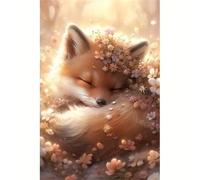 Kit per pittura con diamanti 5D - Design della Volpe Addormentata, ricamo con strass a tutto tondo, decorazione da parete senza cornice, artigianato per la casa e regali 40*40,30*40,40*50,20*30Animale