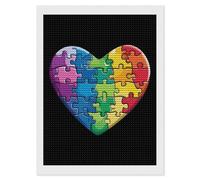 Kit per pittura con diamanti a forma di cuore per la consapevolezza dell'autismo, kit rotondo completo per punto croce, immagini artistiche per la decorazione della parete della casa, 30,5 x 40,6 cm