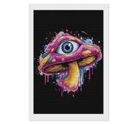 Kit per pittura con diamanti a forma di fungo con occhi rotondi, a punto croce, per decorare le pareti della casa, 20,3 x 30,5 cm