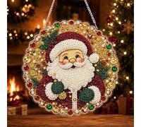 Kit per pittura con perline di Babbo Natale, 30 cm, acchiappasole, fai da te, decorazione da appendere a parete, porta, finestra, per adulti, familiari e amici