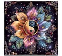 Kit per pittura diamantata fai-da-te con motivi floreali, Tai Chi Yin Yang, mandala - Diamanti acrilici tondi completi, set per ricamo punto croce artigianato e decorazione per la casa 40*40,30*40,40*