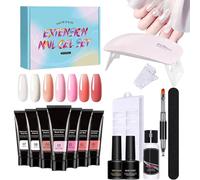 Kit per poli, kit per gel di prolungati Poly Extension | Kit per chiodi set gel di estensione con luce UV - Builder di soluzioni di ispessimento nudo arte 'unghia del piede per punta e salone