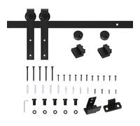 Kit per Porta e Ante Scorrevoli per Mobili con Binario 200 cm in Acciaio Nero
