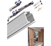 Kit per porta scorrevole a chiusura ammortizzata - 2,7 m hardware per montaggio a soffitto per porte fienili, pannelli bifold e pieghevoli, set di binari argento con facile inclusione
