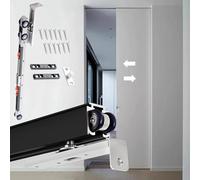 Kit per porta scorrevole con chiusura ammortizzata, con rullo e viti, 4 m, guida nera per camere da letto e patio