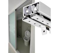 Kit per Porta Scorrevole, Kit Binario per Porta Scorrevole Doppia, Kit Ferramenta per Porta Del Fienile in Argento per Porte/Armadi a Soffietto, Binario a Scatola con Rullo/5Ft/152Cm