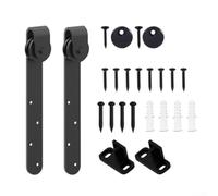 Kit per porta scorrevole, nero, resistente, kit hardware per porta scorrevole, con rullo e guida per pavimento per porta singola (1)