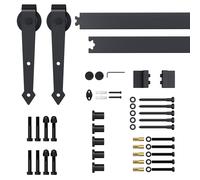 Kit per Porta Scorrevole Rustico con Binario 200 cm in Acciaio Nero