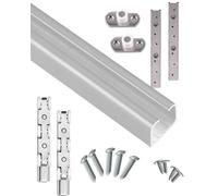 Kit per Porta Scorrevole Silver Bypass Kit Ferramenta per Porta Scorrevole da Fienile, Set Di Binari per Porta Singola per Porta da Garage/Porta a Scomparsa/54 Cm/21.3 Inch
