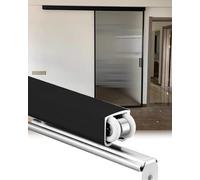 Kit per porta scorrevole superiore sospesa per porte da fienile, set di ferramenta a due ante (nero) adatto per armadi da 1,2 a 4,6 m, ideale per installazioni a porta singola
